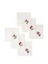 Cabana Floral Medley Embroidered Cocktail Linen Napkins (pack Of Six) In White