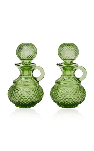 Cabana Galeano Oil & Vinegar Set; Olive In Olive Green