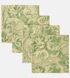 Cabana Iris Set Of 4 Floral Printed Linen Napkins In Green