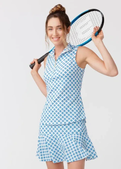 Cabana Life 1/4 Zip Sleeveless Sport Top In Blue