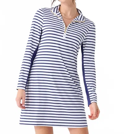 Cabana Life 1/4 Zip Sport Dress In Navy Stripe In Blue