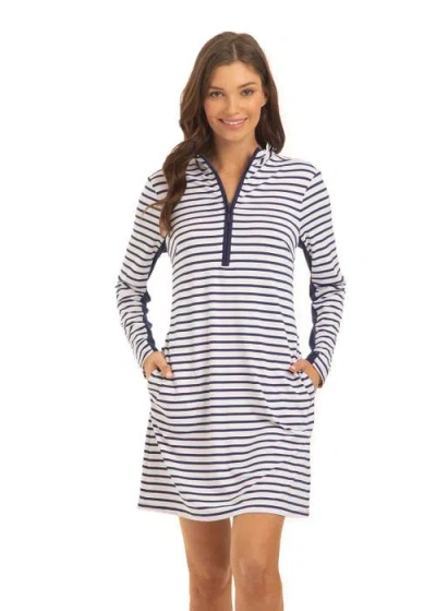 Cabana Life 1/4 Zip Sport Dress In Navy Stripe