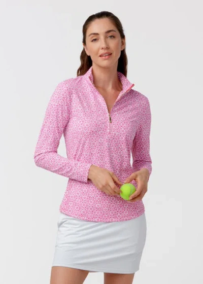 Cabana Life 1/4 Zip Sport Top In Pink