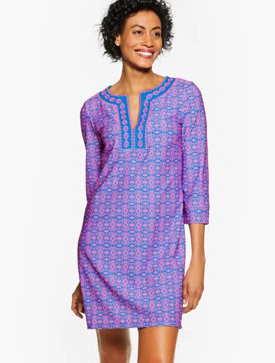Cabana Life Â® Crystal Cove Embroidered Cover-up Tunic - Block Geo - Directoire Blue - Large Talbots