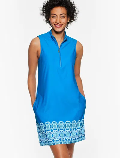 Cabana Life Â® Crystal Cove Half-zip Cover-up - Geo Border - Directoire Blue - Small Talbots
