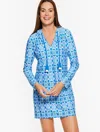 Cabana Life Misses - ® Crystal Cove Hooded Cover-up - Crystal Geo - Directoire Blue - Small Talbots In Directoire Blue