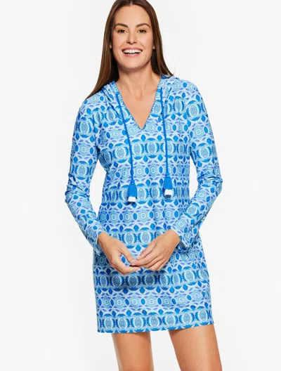 Cabana Life ® Crystal Cove Hooded Cover-up - Crystal Geo - Directoire Blue - Large Talbots
