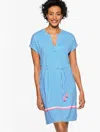 Cabana Life Misses - Â® Crystal Cove Tie Waist Cover-up - Stripe - French Blue - Xl Talbots In French Blue