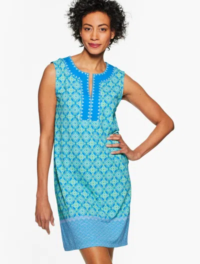 Cabana Life Â® Palapa Embroidered Tunic Top Cover-up - Geo Wave - Directoire Blue - Xs Talbots