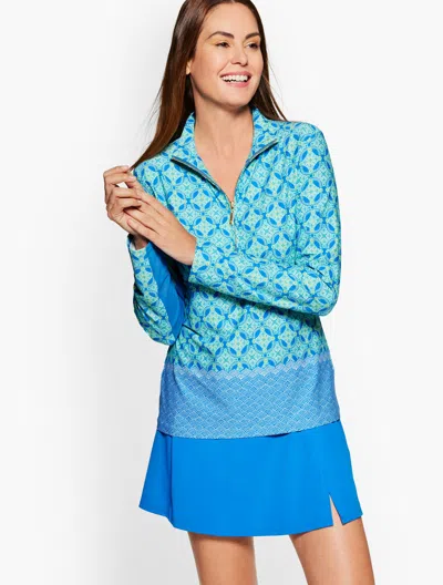 Cabana Life Misses - Â® Palapa Sport Shirt - Geo Wave - Blue Radiance - Large Talbots
