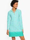 CABANA LIFE Â® PALAPA SPORT SHIRTDRESS - DIAMOND GEO - BLUE RADIANCE - LARGE TALBOTS