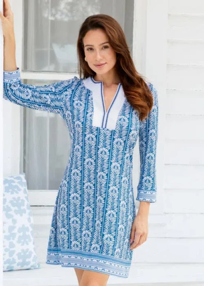 Cabana Life Embroidered Tunic Dress In Blue