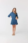Cabana Life Gauze Button Front Shirt Dress In Blue