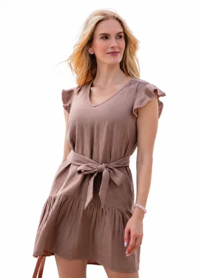 Cabana Life Gauze Tie Waist Dress In Brown
