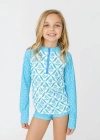 Cabana Life Girls 3-piece Long Sleeve Rashguard Set In Rosemary Beach