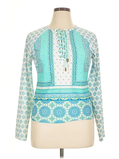 Pre-owned Cabana Life Long Sleeve Blouse In Blue