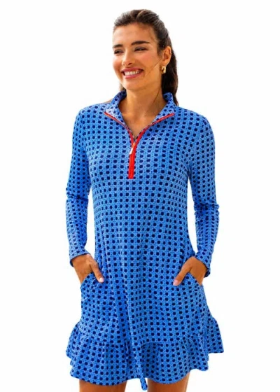 Cabana Life Longsleeve Ruffle Sport Dress In Blue