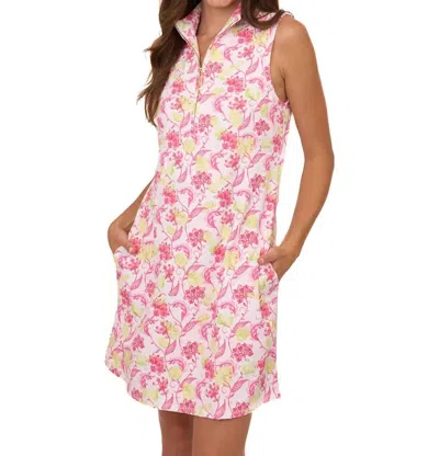 Cabana Life Margarita 1/4 Zip Sleeveless Sport Dress In Pink
