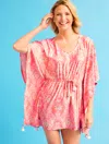 Cabana Life Misses - Â® Fira Caftan Cover-up - Coastal Coral - Small Talbots In Coastal Coral