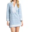 Cabana Life Naples Long Sleeve Tunic Dress In Multi In Blue