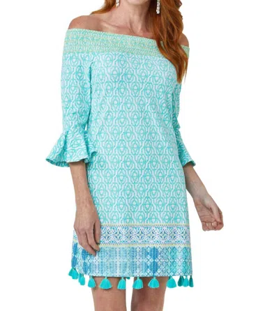 Cabana Life Off The Shoulder Dress In Coastal Cottage In Blue