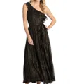 Cabana Life One Shoulder Maxi Dress In Black Metallic In Black