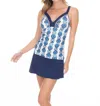 Cabana Life San Sebastian Embroidered Tankini Top In Multi In Blue