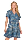 Cabana Life Short Sleeve Tiered Dress In Navy