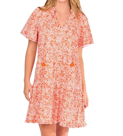 Cabana Life Short Sleeve Tiered Ruffle Dress In Orange