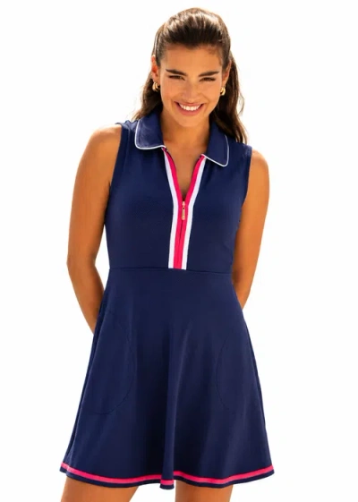 Cabana Life Sleeveless Collared Sport Dress In Blue