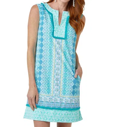 Cabana Life Sleeveless Fringe Tunic Dress In Coastal Cottage In Blue