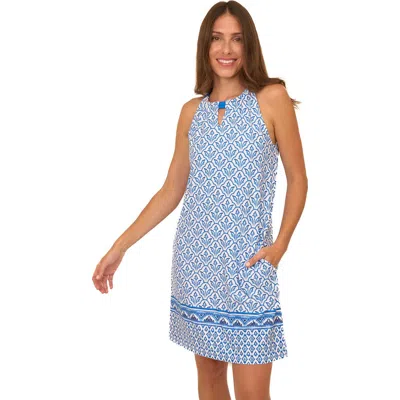 Cabana Life Sleeveless Shift Dress In Blue Game Day