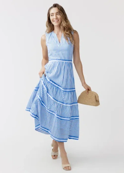 Cabana Life Sleeveless Tiered Maxi Dress In Blue