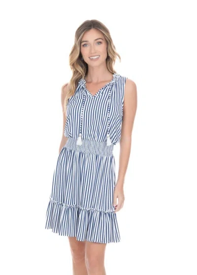 Cabana Life Smocked Waist Dress In Navy/stripe