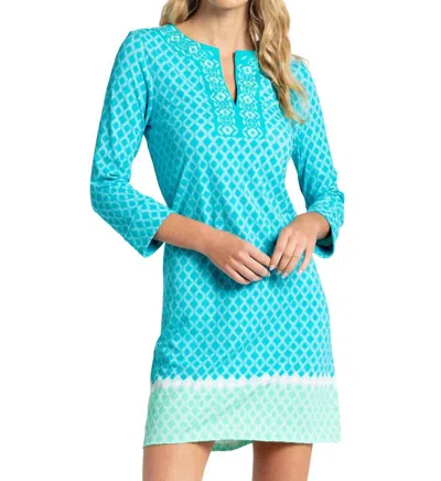 Cabana Life St. Pete Embroidered Tunic Dress In Blue