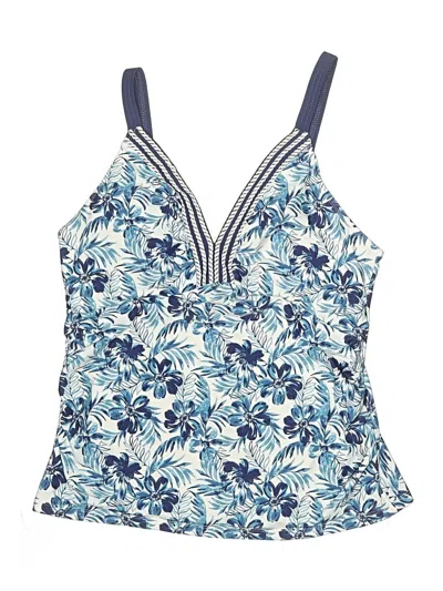 Pre-owned Cabana Life Swimsuit Top Blue Paisley Pattern Swimwear