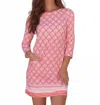 Cabana Life Three-quarter Sleveeves Shift Dress In Amelia Island In Pink
