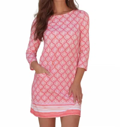 Cabana Life Three-quarter Sleveeves Shift Dress In Amelia Island In Pink