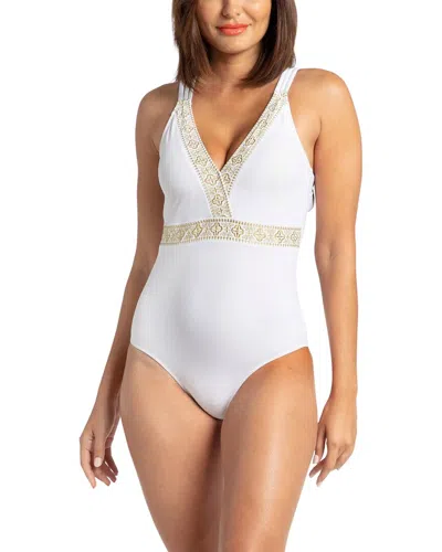 Cabana Life White Embroidered One-piece In Multi
