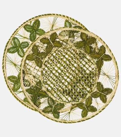 Cabana Louloudi Set Of 2 Wicker Placemats In Green