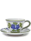 Cabana Magazine Blossom Ceramic Teacup And Saucer In White