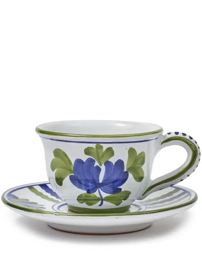 Cabana Magazine Blossom Ceramic Teacup And Saucer In White