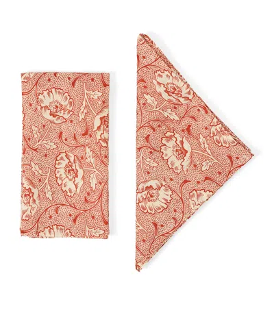Cabana Magazine Set Of 4 Linen Toscana Napkins In Pink