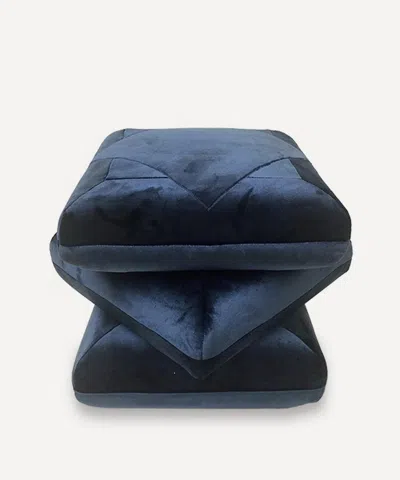 Cabana Navy Velvet Pouf