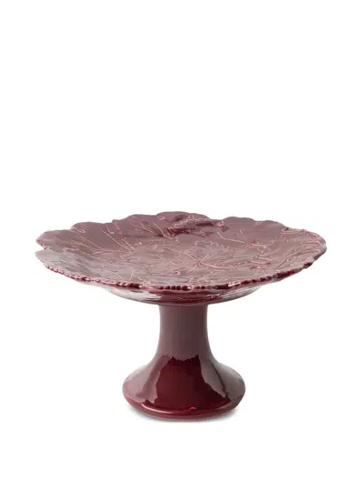 Cabana Vine Leaf Cake Stand In Burgundy