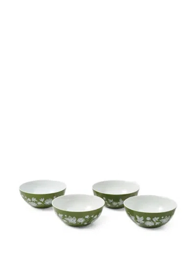 Cabana X Richard Ginori Floral-print Bowls (set Of Four) In Green