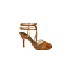 Cabeceo Cage Design Suede Leather High-heeled Sandals In Brown