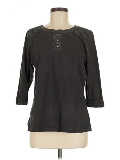 Pre-owned Cabela's 3/4 Sleeve Top Gray Keyhole Neckline Tops