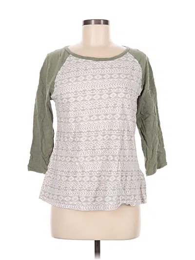 Pre-owned Cabela's 3/4 Sleeve Top Gray Square Neckline Tops