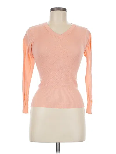 Pre-owned Cabela's 3/4 Sleeve Top Orange V Neck Tops